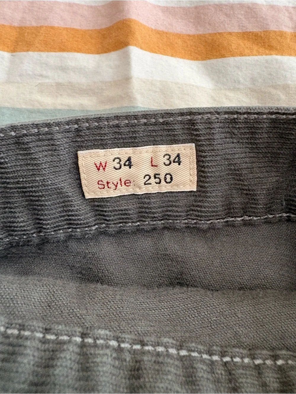 J Crew 250 Slim Tapered Corduroy Pants 34x34 Gray